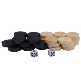 BAFOVY Juego de Mesa, 32 Piezas de Damas de con Piezas de Backgammon y Negro de 19 Mm, Fichas de Juego de Ajedrez Apilables para Viajes en Interiores y Exteriores Todas Las Edades