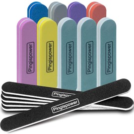 Pingispower Nail Files Kit, 15PCS Professional Nail Files and Buffers for Nail Art Enthusiasts and Nail Technicians, 100/180 & 600/3000 Grit Nail Filer, Dual Sided Washable Reusable Nail Care Set