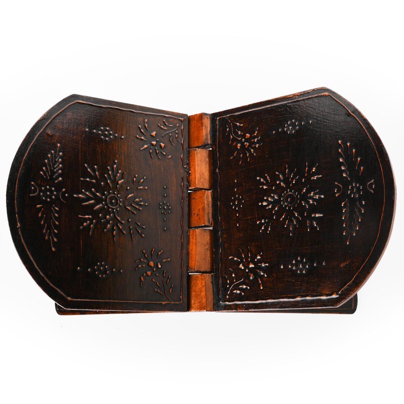 Handmade Wooden Holy Book Stand Brown Handcrafted Indian Traditional Book