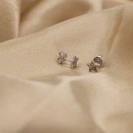 Tuscany Silver Women's Sterling Silver Multi-Coloured CZ 7mm x 7mm Star Stud Earrings