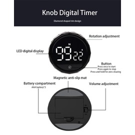 Digital Kitchen Timer Productivity Timer with LED Display Magnetic Visual Timer for Kids & Seniors,3 Volume Levels, Smart Timer for Home,Gym,Office,Classroom,Cooking,Fitness,Studying, Teaching