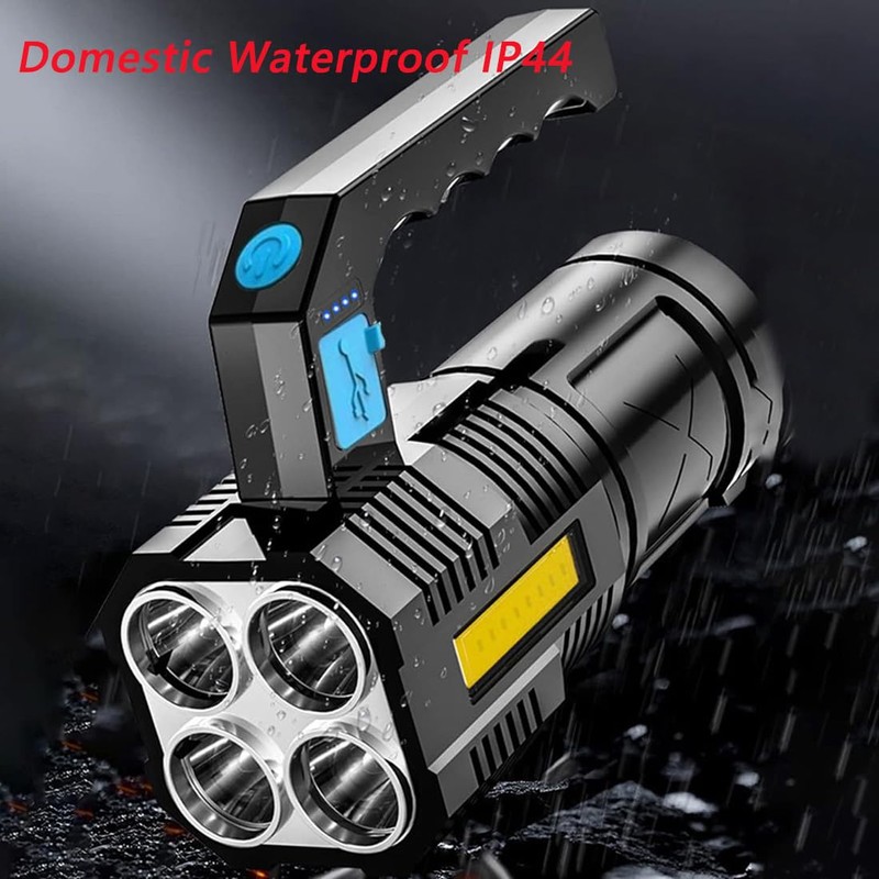 CLEZGO Flashlight Rechargeable USB High Lumens-Camping Flashlight with 4 Powerful