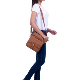 STILORD 'Dany' Small Leather Shoulder Bag Vintage Messenger Bag 10.1 Inch Tablet Bag Cross Body Bag DIN A5 Retro Leather Case, Saddle - Brown, S, shoulder bag