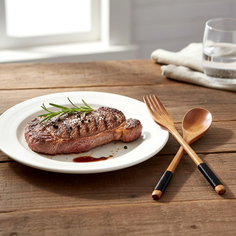 6 Pcs Wooden Spoon and Fork for Eating Utensil Set,