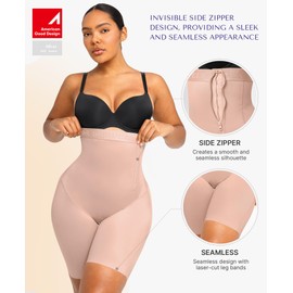 SHAPELLX Butt Lifting Shapewear Body Shaper Tummy Control Butt Lifter High Waisted Body Shaper Shapewear for Women Tummy Control Slip Higher Power Shorts (Dark Beige, Large)