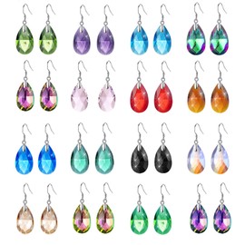 SAMOCO 16 Pairs Drop Dangle Earrings Set for Women Rainbow Crystal Earrings Teardrop Dangle Hook Earrings Hypoallergenic Jewelry