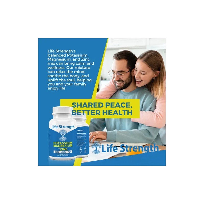 Life Strength Suplementos De Magnesio Y Zinc, 90 Cpsulas ,