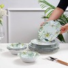 Yinshine 12-Piece Melamine Dinnerware Set, Green & White