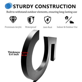 Hvatry Modern Black 6 inch Floating House Numbers for Outside, Street, Apartment, Farmhouse, High Visibility, Waterproof, Rustproof