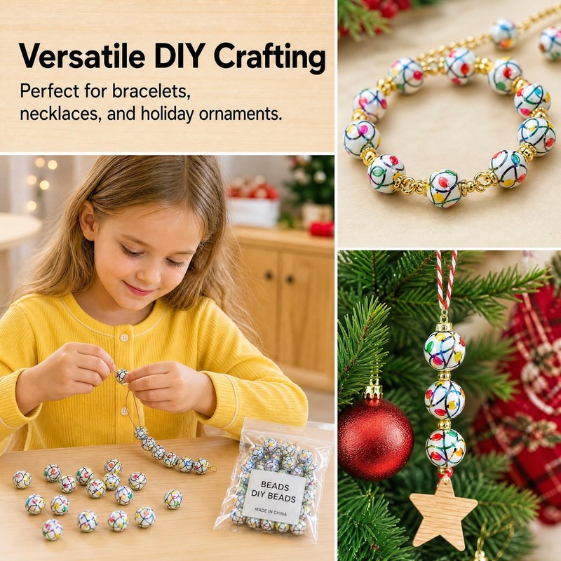 Christmas Acrylic Beads for Jewelry Making, DIY Beaded Christmas Tree