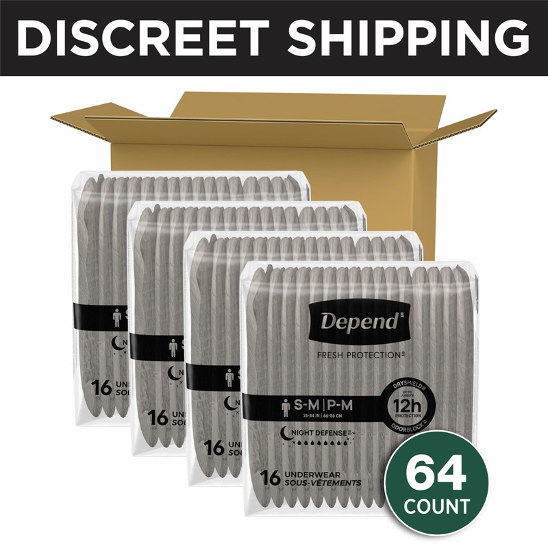 Depend Night Defense Adult Diapers, Incontinence Underwear for Men, Disposable,
