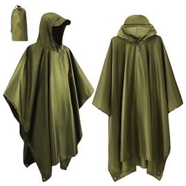 [HeiDiga] ポンチョ メンズ 大きいサイズ レインポンチョ 多機能 3-in-1 レインコート 原付 リュック 雨合羽 撥水 防風 軽い かっぱ 収納バッグ付き フリーサイズ 雨具 耐久性 アウトドア 旅行 グリーン Green