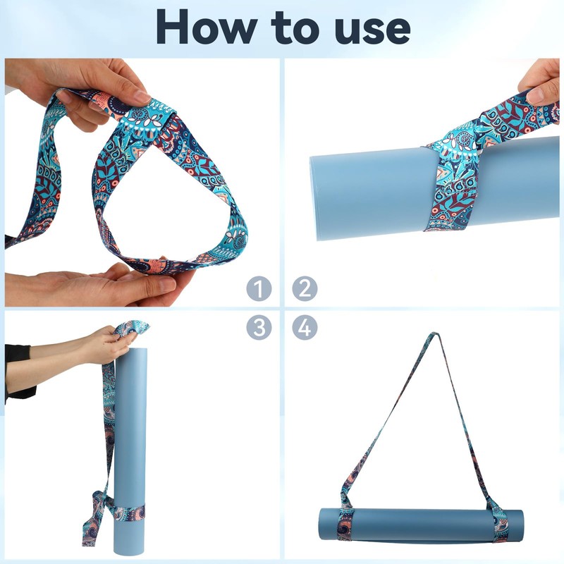 Jeffdad 2Pcs Yoga Mat Carrying Strap, Adjustable Yoga Mat Strap