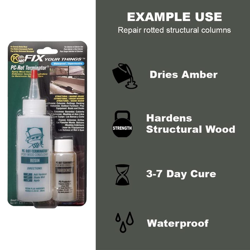 PC Products Wood Repair Epoxy Paste and Wood Hardener Kit,