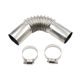 IPNSDON 1 Stainless Steel Exhaust Pipe Elbow 25 mm Exhaust Pipe Vent Hose Stainless Steel Additional Heating Car Heater Exhaust Pipe with Two Stainless Steel Clamps for Diesel Heating