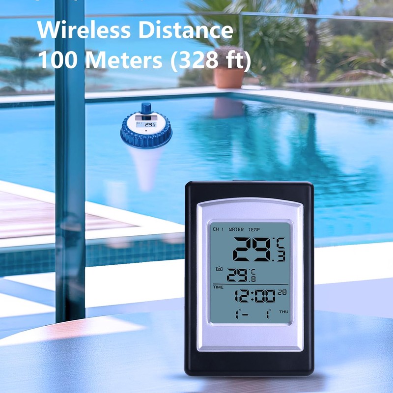Wscodyr Pool Multi-Function Floating Wireless Digital Hygrometer Thermometer, Indoor and