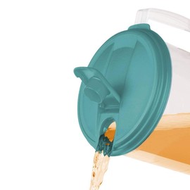 Tribello Jarra con tapa de 1 galón, jarra de agua de plástico redondo transparente con tapas abatibles, ideal para limonada, té helado y bebidas, apto para congelador/lavaplatos y última intervensión de BPA/ftalatos, fabricado en Estados Unidos