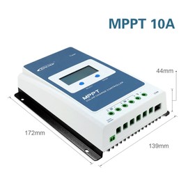 EPEVER MPPT Solar Charge Controller 10A Solar Panel Charge Regulator with LCD Display 12V/24V Auto Work 100V Max PV Input DC 130W/260W (10A, Tracer1210A)