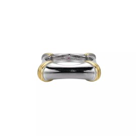 ELLE Jewelry - "Bamboo Collection" Rhodium & Gold-plated Sterling Silver Ring - 6