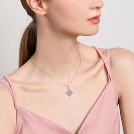 URONE Witches Knot Necklace 925 Sterling Silver Moonstone Celtic Knot Pendant Necklace Wicca Jewellery Gifts for Women