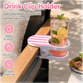 Genérico Clip-On Drink Holder, Bottle Stand Universal Cup Holder Clip, Portable Cup Holder for Desk Table Pool Lounge Cruise Outdoor Use (3 Colors)