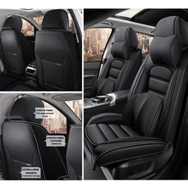 Cscevt 2 Seat Covers for Infiniti G35 2003-2010 Leather Car Seat Covers Waterproof Soft Car Seat Protectors Comfort Premium Automotive Seat Covers with Airbag（Luxury,Classic Black）