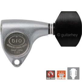 GOTOH NEW Gotoh SGV510Z-EN07 L3+R3 Tuners 21:1 Gear Ratio EBONY 3x3 - CHROME SATIN