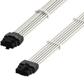 LINKUP - AVA 600W PCIE 5.0 16Pin (12+4) High Current Power Cable | Molded & Soldered Type 16AWG Sleeved | Compatible with RTX4000 & RTX3000 FE | 70cm White