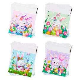 Jagrove 100PCS Cellophane Bags 4X4 Inch Clear Self Sealing Goodie Candy Cookie Snack Treat Bags for Easter Party Supplies Bakery