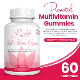Mila Miamor Prenatal Multivitamin Gummies | Raspberry Lemonade Flavor | with DHA, Folic Acid & Zinc | Supports Mom & Baby Health Before, During & After Pregnancy | 60 Gummies | Made in USA