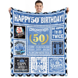 50th Birthday Gifts Decorations for Him Men, for 50th Birthday, 50 Year Old Gifts for Men, 1975 Birthday Gifts, Throw Blanket 60inx50in