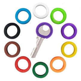 10 Pack Silicone Key Cap Tags,Plastic Key Identifier Rings,Key ID Rings,1 Pcs Each Color,10 Colors in Total