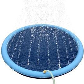 Kannino.com Dog Splash Pad, Sprinkler, Pool, Non-Slip, Durable Dog Water Toy for Summer, Large, Blue