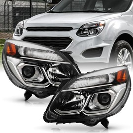 KEEKPO - For 2016-2017 Chevy Equinox Factory Style Chrome Projector Headlights Headlamps Pair Set Replacement Left+Right