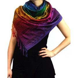 NYFASHION101 Elegant Colorful Paisley Soft Pashmina Scarf Shawl Wrap NBH1401Y - Rainbow 19