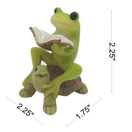 Gemmia Miniature Garden Fairy Book Lover Frog Figurines- Thanks for raise me up(Notice Size)