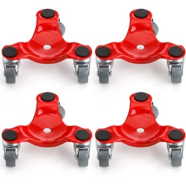 ZEAYEA 4 Pack Steel Tri-Dolly, 200 lbs Load Capacity 3 Wheel Mover's Dolly for Moving Furniture, Appliances, Cabinet, Table, Piano, 6.3 Inch