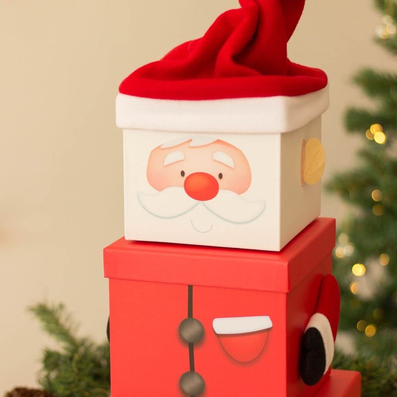 Luck and Luck Stackable Santa Boxes, Nested Christmas Eve Box,