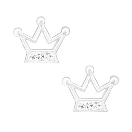 Laimons – Stud Earrings – Kids – 925 Sterling Silver – Crown – Sparkling