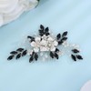 Teyglen Black Crystal Hair Comb Rhinestone Wedding Hair Piece for