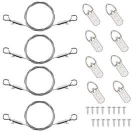 Heavy Duty Picture Hanging Kit, 4pcs Picture Frame Hanging Wire & 8 D Rings & 16 Screws, 2m × 1.5mm Stainless Steel Hanging Wire Supports Up to 80lbs for Pictures,Mirrors,Billboards