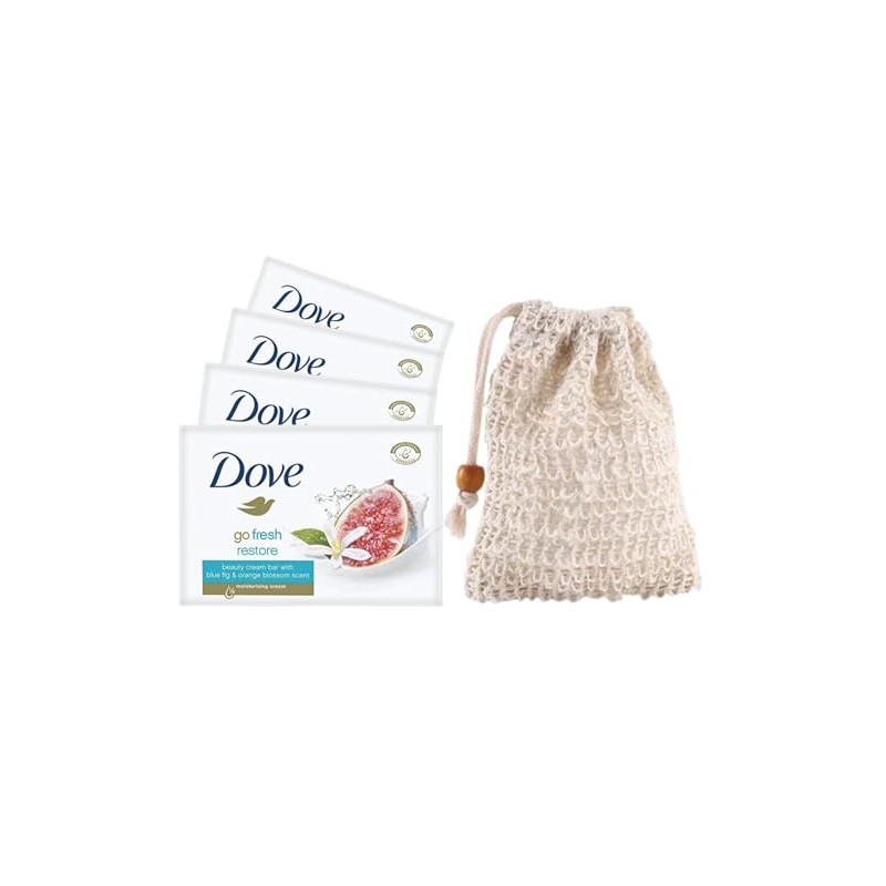 Wundle Bundle Soap Saver Exfoliating Pouch with 4 x Dove