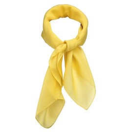 TigerTie Fine Women's Chiffon Velour Scarf in Plain Colour 58 cm x 58 cm - yellow