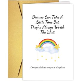 Supoeguk Heartfelt Adoption Card, Congratulations on Your Adoption Card, Dreams Can Take A Little Time but They Are Always Worth The Wait