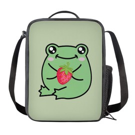 HELLHERO Frog Lunch Bag Insulated Lunch Boxes Strawberry Lunchbag for Work School for Kids Adults Lunchboxes Travel Picnic Organzier Thermal Meal Cooler Tote Bags