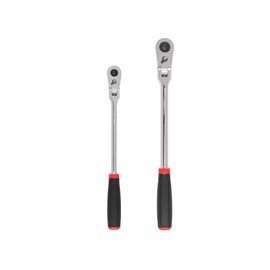 TEKTON 3/8, 1/2 Inch Drive Flex Head Quick-Release Comfort Grip Long Ratchet Set, 2-Piece (12, 14 in.) | SRH99302