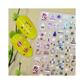 Christmas Nail Stickers Snow Santa Reindeer Snowman Penguin Decals F713 White Neon Nail Wraps Stickers Manicure Supplies for Women Nails Full Long Lasting Easy Apply and Remove