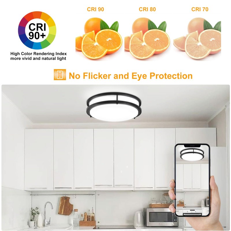 DLLT 30W Modern LED Flush Mount Ceiling Light with Remote,