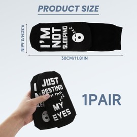 SMCEHEYA Funny Socks for Men Women Novelty Socks Black I'M NOT SLEEPING Socks Unisex Cotton Calf Socks with Grippers Non-Slip Gift for Christmas Birthday Boys Dad Uncle Grandad Men Size 9-11