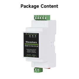 Waveshare Industrial Serial Server RS485 to RJ45 Ethernet TCP/IP to Serial, Modbus Support,Rail-Mount Support, with PoE Ethernet Port Also Electrical Isolation